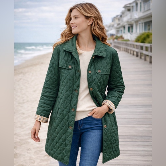 L.L. Bean Forest Green Quilted Utility Jacket - Picture 2 of 7